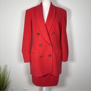 Vtg Crisca Wool/angora Wool Double Breasted Blazer And Skirt Size 38 (Waist 26)